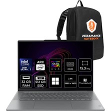 Lenovo Yoga Slim 7 Core Ultra 7 258V 32GB Ram 512GB SSD 15.3" Wqxga+ 2.8k OLED 500NITS 120Hz WIN11 Home 83HM005MTRP305 Notebook + Per4 Çanta