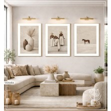 Empressco Şahmeran Dijital Baskılı Gold Metal Çerçeveli Gerçek Camlı Üçlü Set