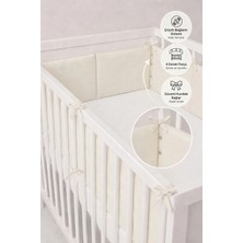 NGN Collection Beşik Kenar Koruyucu Çıtçıtlı 70X130 cm %100 Pamuk, 4 Parça Set Tam Koruma Bebek Yan Koruma