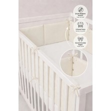 NGN Collection Beşik Kenar Koruyucu Çıtçıtlı %100 Pamuk, 4 Parça Set 60X120 cm Tam Koruma Bebek Yan Koruma