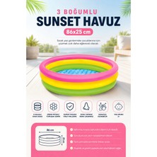 Premini Renkli 3 Boğumlu Şişme Çocuk Havuzu 86X25 Cm, Bahçe ve Teras Eğlencesi