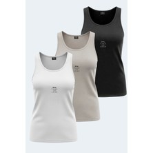 Slazenger VLADLEN 3 lü Set Kadın  Beyaz - Siyah - Taş Gri Atlet