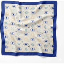 Tarzını Seç Mavi Göz Desenli Fular / Bandana 70X70 cm