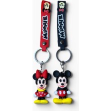 Megola Store Mickey Minnie Mouse Ikili Anahtarlık Sevgili Anahtarlığı Pvc Figürlü