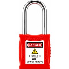 Beıan Lock BAN-201 Çelik Kelepçeli Loto Güvenlik Asma Kilidi 6,3 mm Kırmızı
