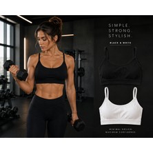 Sensiva Lingerie 2'li Esnek Fitilli Ip Askılı Ribana Bustiyer - Nefes Alan Dokulu Crop Atlet - Uyku Sütyeni Seti