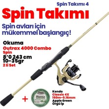 Okuma Outrax 4000 Combo Spin 8'0 243CM 10-35GR Makine Kamış Ip Misina Set