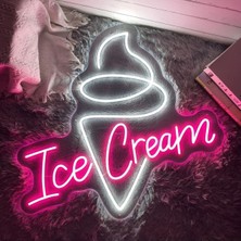 Deccor Evim Ice Cream Dondurma Neon LED Tabela 60 cm