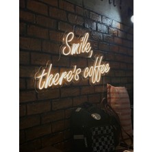 Deccor Evim Smile There Is Coffee Neon LED Yazı