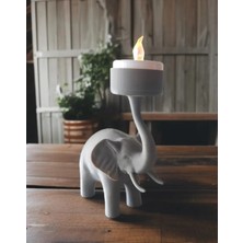 Jeane Home Decor Gri Renk Minimal Pilli Tea Light Tasarım Fil Bioplastik