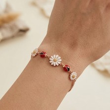 Pigado 925 Ayar Gümüş Roze Kaplamalı Papatya Bileklik