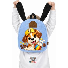 Kidhug Köpek Figürlü 3D Kulaklı Peluş Çocuk Sırt Çantası Isim Yazılır Erkek Bebek Anaokulu Kreş Okul Çantası Yumuşak Tüylü Fermuar Tek Gözlü Mavi Siyah 27X24 cm Kişiye Özel Doğum Günü Hediyesi