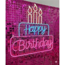 Deccor Evim Happy Birthday Neon LED Tabela Organizasyon Doğum Günü Mutlu Yıllar