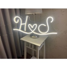 Deccor Evim Nişan Isteme Düğün Organizasyon Çift Harfleri Neon LED