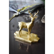 Jeane Home Decor Kubik Dekoratif Geyik Figür Biblo Obje Gold Renk Yılbaşı Geyiği Premıum