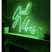 Deccor Evim Good Vibes Yeşil Renk Neon LED Aydınlatma