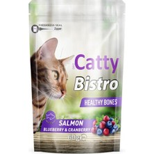 Catty Bistro Sağlıklı Kemikler Somonlu Yaban Mersinli ve Kızılcıklı Kedi Ödül Maması 60 gr