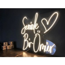 Deccor Evim Seninle Bir Ömür Yazılı Neon LED Yazı Pano