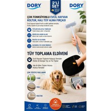 Dory Elektrostatik Tüy Toplama Eldiveni ve Çok Fonksiyonlu Evcil Hayvan Fırçası Ikili Set
