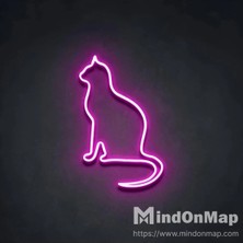 Deccor Evim Cat - Kedi Neon LED Tabela