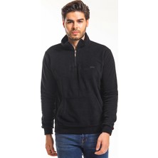 Slazenger SOLID IN Erkek Fermuarlı Dik Yaka Cepli Siyah Polar
