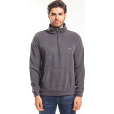 Slazenger SOLID IN Erkek Fermuarlı Dik Yaka Cepli Koyu Gri Polar