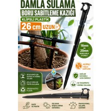 Mgf Plast Mgf 10 Adet x Klipsli 26CM. 16MM-20MM Damla Sulama Kazığı Parçası Aparatı Damlama Borusu Hortumu