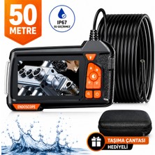 UltraTekno Endoskop Kamera 1080P Hd Boru Içi Görüntüleme Kamerası 4.3" IPS Ekranlı IP67 Su Geçirmez Yılan Kamera Muayene Kamerası 10M/20M/30M/50M