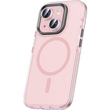 Zore Apple iPhone 15 Plus Kılıf Airbagli Magsafe Wireless Şarj Özellikli Lens Koruyuculu Nvth Klaptika Kapak-Pembe