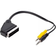 ÖNÇ - PRİME Uydu Alıcısı Av Kablo 3.5 mm Stereo Erkek-Scart Kablo 35 cm Uzun-Kısa Jack Bir Arada