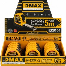Dmax Şerit Metre 5 M x 25 mm - Mıd Onaylı - Abs Gövde - 12'li Paket