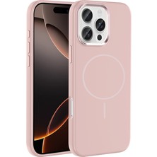 iPhone 16 Pro Max Kılıf M-Safe Şarj Özellikli Metal Kamera Çerçeveli Zore Edi Silikon Kapak - Rose G