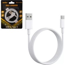 ÖNÇ - PRİME Weko WK-29908 Beyaz 1 Metre USB To Type-C Şarj - Data Aktarım Kablosu