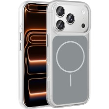 iPhone 17 Pro Max Kılıf M-Safe Şarj Özellikli Metal Buton Tasarımlı Zore Ikonik Sert Silikon Kapak -