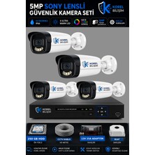Korel Bilişim 4 Kameralı 5mp Sony Lensli Gece Renkli Güvenlik Kamerası Seti 250 GB HDD