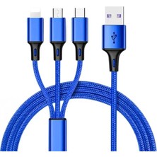 ÖNÇ - PRİME Powermaster PM-26334 3 In 1 Mavi 1.2 Metre Şarj Kablosu