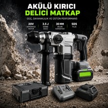 Badem10 20V Akülü Kırıcı Delici Sds Plus Kömürsüz Motor 3.5j Darbeli Matkap 30MM Beton Delme Çift 5.0AH Akü