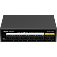 ÖNÇ - PRİME Ruıjıe Reyee RG-ES110F-P 10 Port, 8 Port Megabit  Poe, 110W, 2 Port Uplink, Metal Kasa Switch