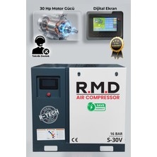 RMD Endüstriyel Ekipmanlar 16 Bar 30 Hp Invertörlü Vidalı Hava Kompresör (Tek Makine) S-30V