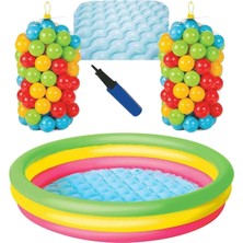 Premini Şişmeli Havuz Tabanı 102X25 Cm, 200 Top ve Pompa ile Keyifli Yaz Eğlencesi