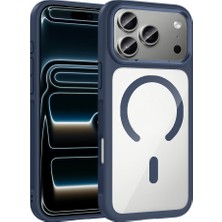 iPhone 17 Pro Kılıf M-Safe Şarj Özellikli Metal Kamera Çerçeveli Zore Tiko Kapak - Lacivert