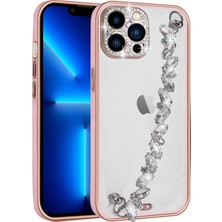 Zore iPhone 13 Pro Max Uyumlu Taş Süslemeli Kamera Korumalı El Tutamaçlı Nvth Blazer Kapak-Pembe