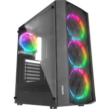ÖNÇ - PRİME Everest Bumpy, Mesh, 600W, 4X12CM Rgb Fan, Temperli Cam Yan Panel, Atx, Gamıng Kasa