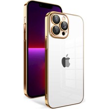 Zore Apple iPhone 13 Pro Kılıf Kamera Korumalı Renkli Çerçeveli Nvth Garaj Kapak-Gold