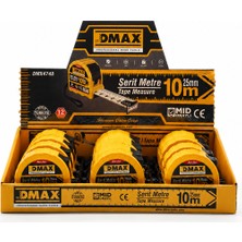 Dmax Şerit Metre 10 M x 25 mm - Mıd Onaylı - Abs Gövde - 12'li Paket