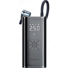 Nacario Taşınabilir Araç Lastik Pompası, Powerbank ve LED Fener Özellikli, Dijital Göstergeli