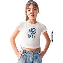 Nk Kids Dijital Baskılı Kristal Taş Baskılı T-Kollu Slim Fitli Kız Çocuk Tişört 8-14 36435