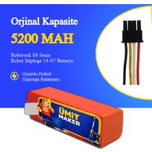 Ümit Maker Roborock S8 Sonic Robot Süpürge 5200 Mah 14.4V Batarya