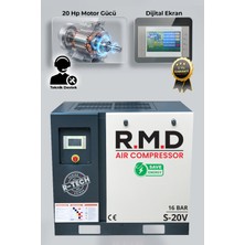 RMD Endüstriyel Ekipmanlar 16 Bar 20 Hp Invertörlü Vidalı Hava Kompresör (Tek Makine) S-20V