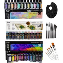 Rich Mastermix Mega Elite Akrilik Boya Seti 36 Renk Canlı Pastel Metalik Renkler Renkli